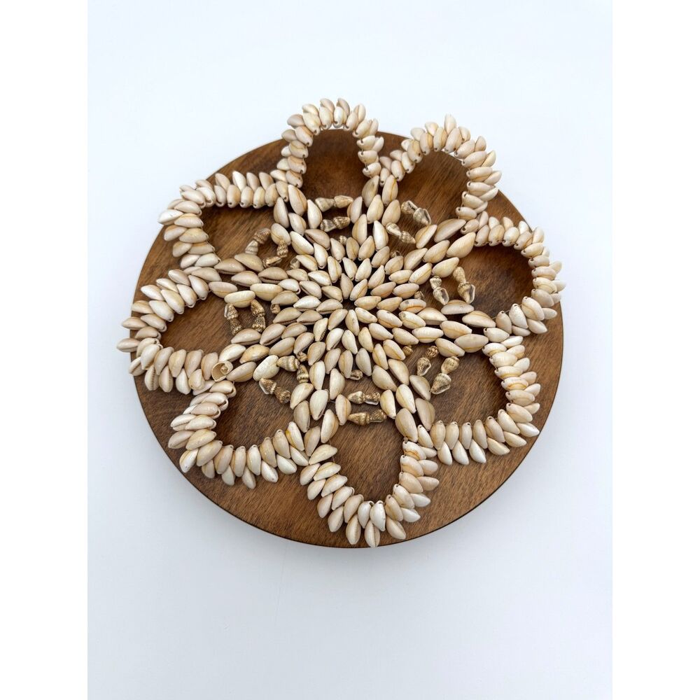Vintage Cowrie Shell Trivet Seashell Boho Beachcore